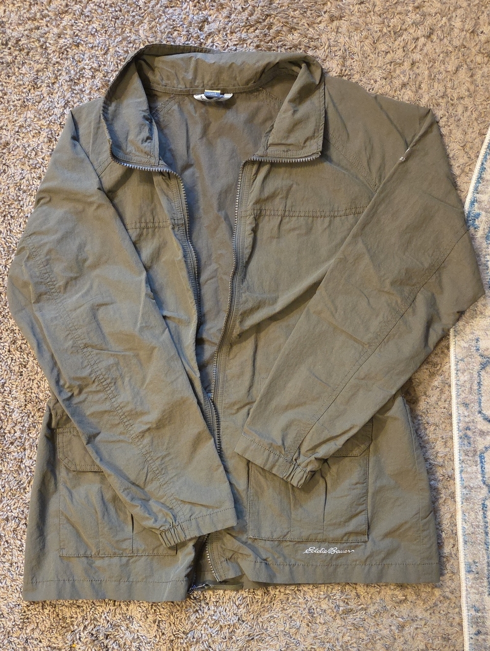 Eddie Bauer Olive Lightweight Zip Shirt Jacket